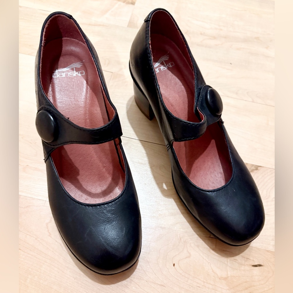 Dansko Black Leather Mary Jane Shoes